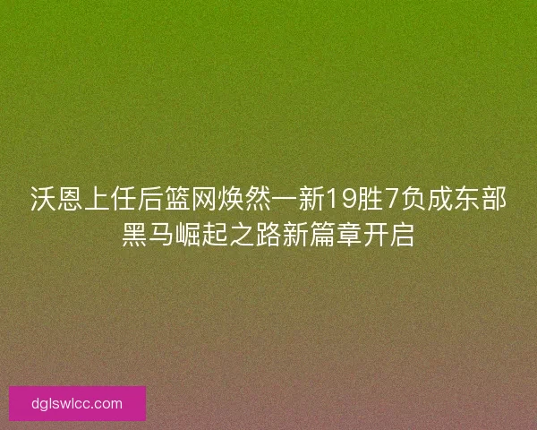 沃恩上任后篮网焕然一新19胜7负成东部黑马崛起之路新篇章开启